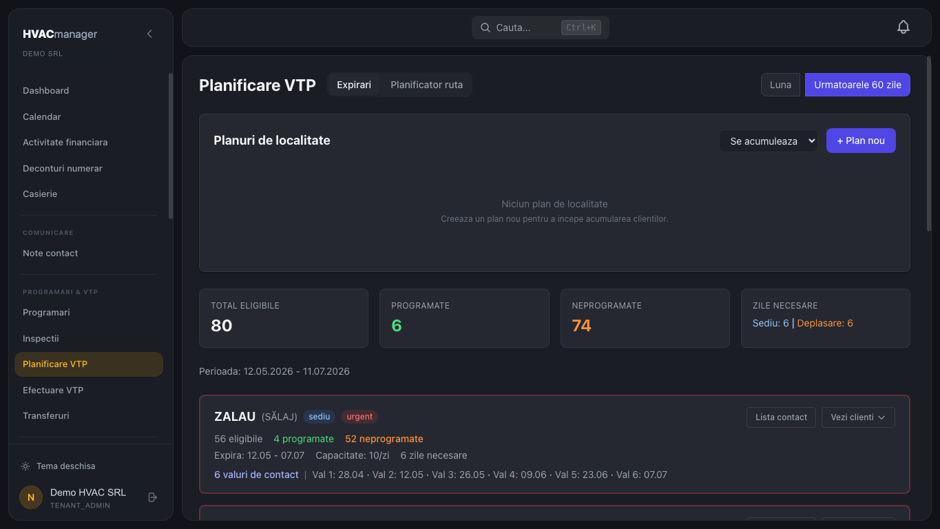 Planificare VTP HVACmanager