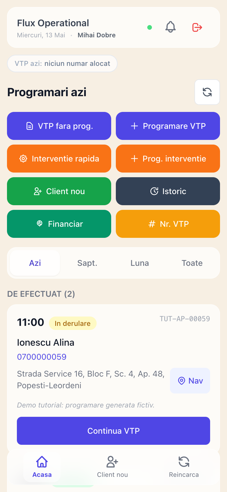 Programările zilei pe telefon